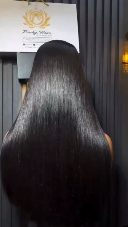 Natural black Bone Straight Transparent 2x6 Closure Wig – 20” 300grm - Image 3
