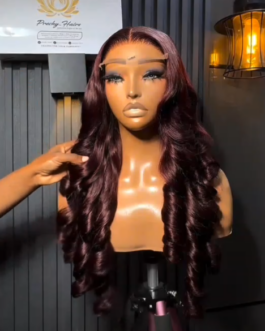 SDD Bouncy 5×5 Closure Wig – 22” Burgundy