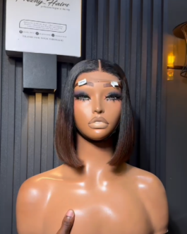 Sleek Brown Tips Bone Straight Transparent Closure Wig – 10