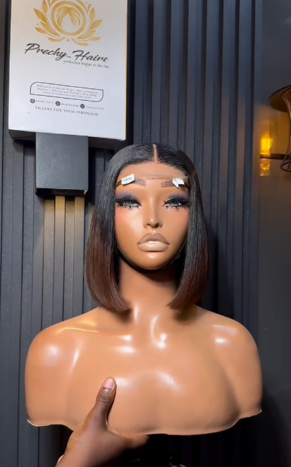 Sleek Brown Tips Bone Straight Transparent Closure Wig – 10 - Image 2