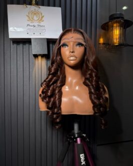 Brown SDD Vietnamese Bounce Wig + 5×5 Transparent Closure | 22″ | 300g