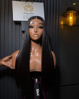 Natural black Bone Straight Transparent 2×6 Closure Wig – 20” 300grm