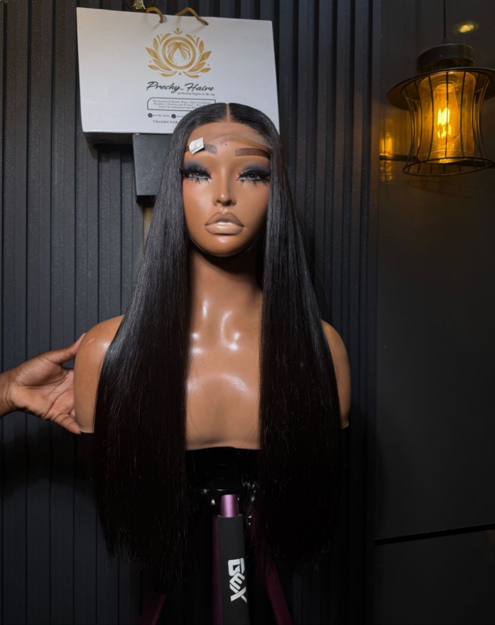 Natural black Bone Straight Transparent 2x6 Closure Wig – 20” 300grm - Image 2