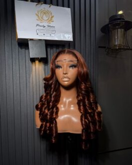 SDD Chinese Bounce Transparent 5×5 Closure Wig – 24” (P4/350 Brown & Orange)