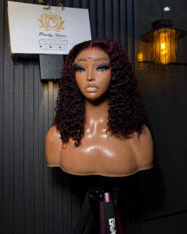 Burgundy SDD Chinese Burmese Factory Wig + 5×5 Transparent Closure | 16″ | 250g